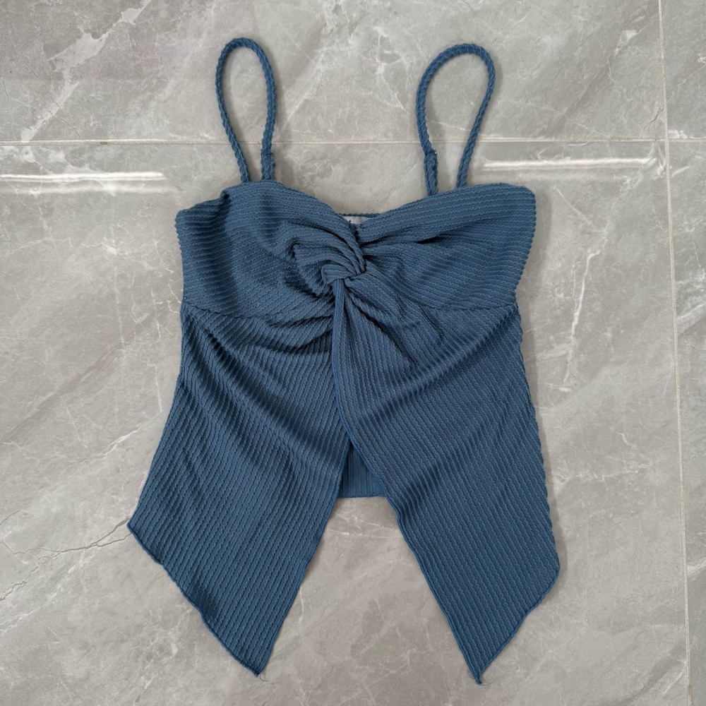 Women’s Velvet Moon Twist Front Camisole Spaghetti Strap Tank Top Ribbed Size XS